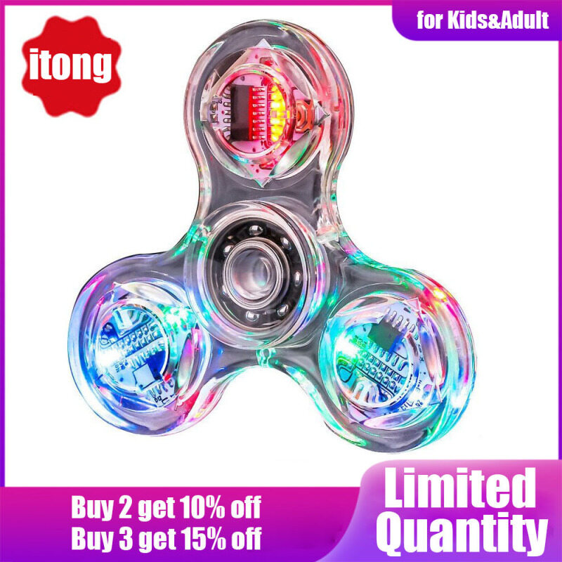 Con Quay Fidget Spinner Phát Sáng Trong Bóng Tối Đồ Chơi Chống Stress Led Tri-Spinner Autism Con Quay Hồi Chuyển Dạ Quang Cho Trẻ Em