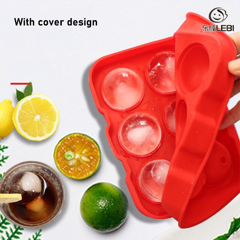 Lebi khay đá viên đá lớn hình tròn whiskey khuôn khay đá viên silicone 4/6/8