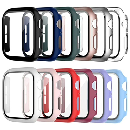 Tempered Glass Cover for Apple Watch Series, Slim TPU Case