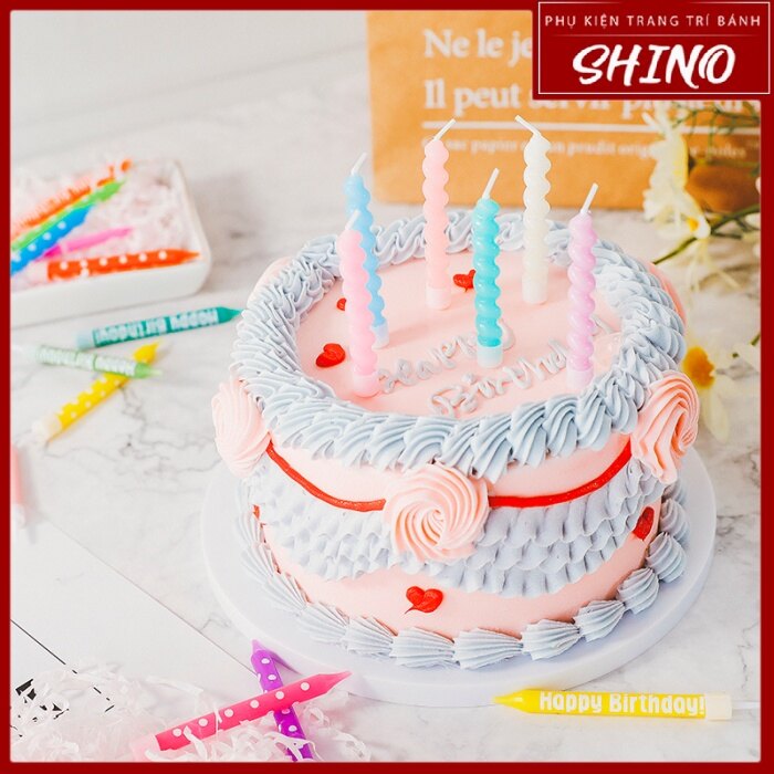 Nến Sinh Nhật Xoắn Retro Phong Cách Hàn Quốc Trang Trí Bánh Kem