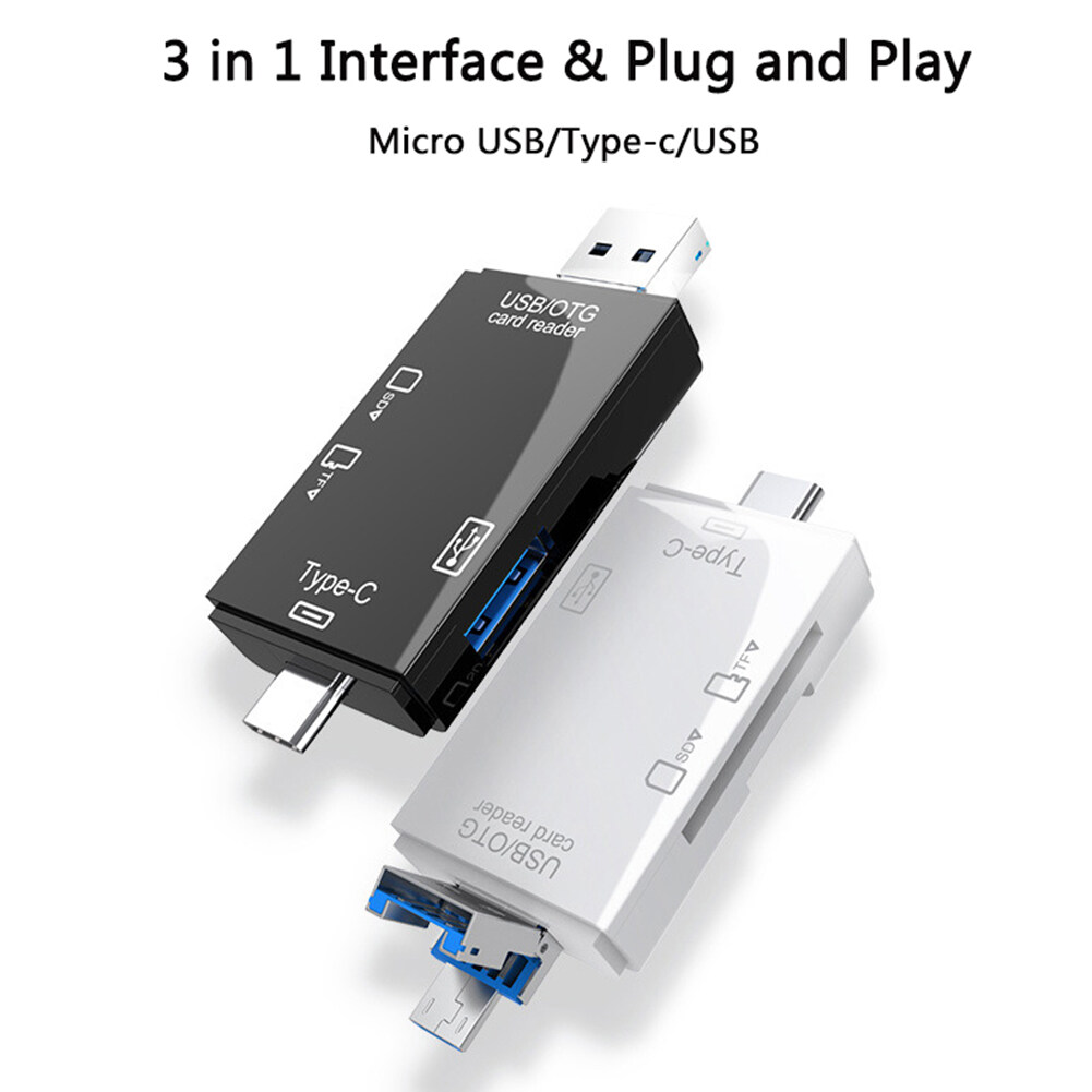 Qiaolis Type-C & Micro USB 6 In 1 OTG เครื่องอ่านการ์ดแฟลชไดรฟ์ความเร็วสูง USB 2.0 Universal OTG TF/แผงขยายสัญญาณโทรศัพท์ Android คอมพิวเตอร์