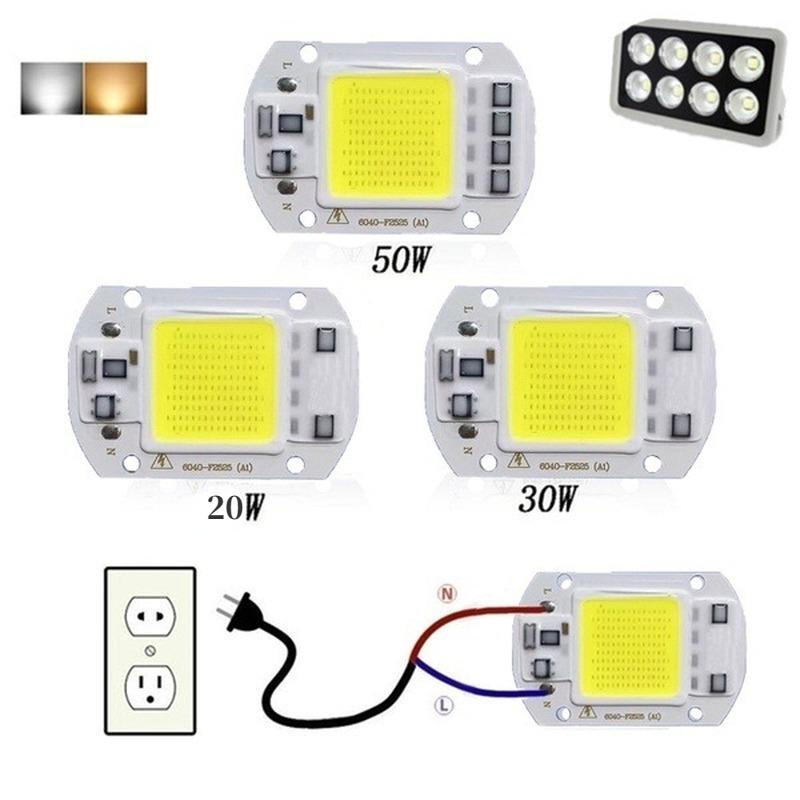 Đèn Pha Màu Trắng Ấm Chip Bóng Đèn LED COB 20W 30W 50W Chip Đèn Chiếu Ngoài Trời 110V 220V Đèn Chiếu Sáng Tự Làm