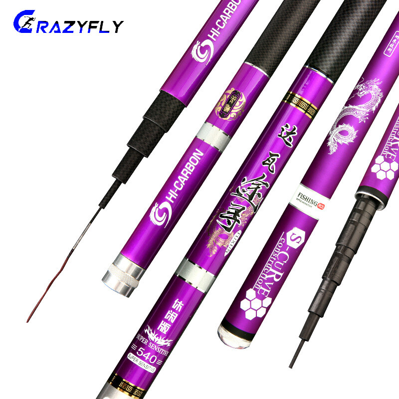 Crazyfly siêu cứng 6h28 sợi carbon tay cần câu cá siêu nhẹ dòng que cần câu thu gọn