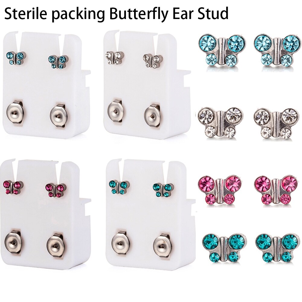 [HEDES] Cặp Khuyên Tai Xỏ Lỗ Xỏ Lỗ 20G Khuyên Tai Đẩy Ngược Khuyên Vành Sụn Xoắn Với Bông Tai Hình Bướm 6Mm Trang Sức Cơ Thể