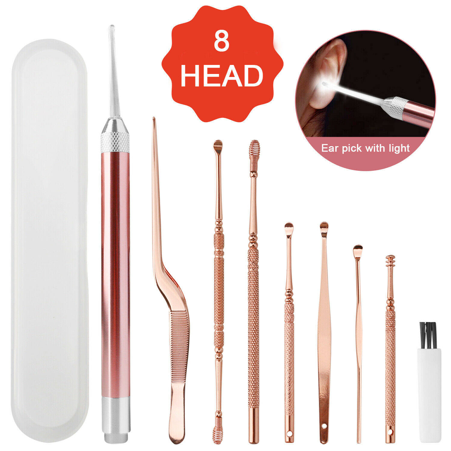 Woolove 1 bộ dụng cụ lấy ráy tai có đèn led dụng cụ làm sạch dụng cụ lấy ráy tai dụng cụ nạo