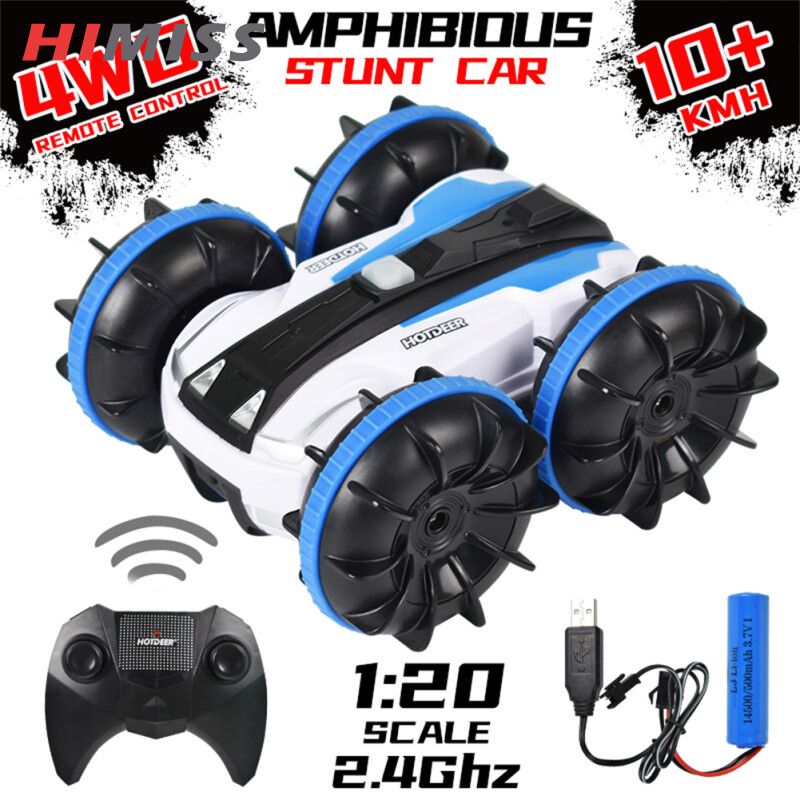 HIMISS 1:20 2.4g Remote Control Car Amphibious 4wd Double-sided Tumbling Stunt Rc Car For Boys Birthday Gifts ราคา 350 บาท*ส่งฟรี