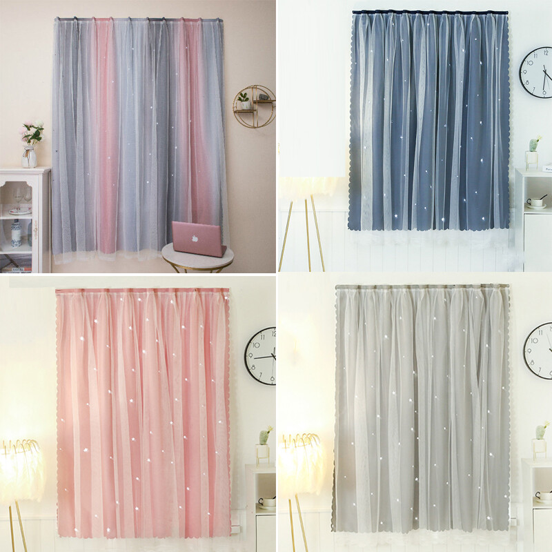 Rèm Cửa Sổ Che Nắng Tự Dính Mới, Rèm Che Nắng Họa Tiết Ngôi Sao Rỗng Không Đục Lỗ + Lưới