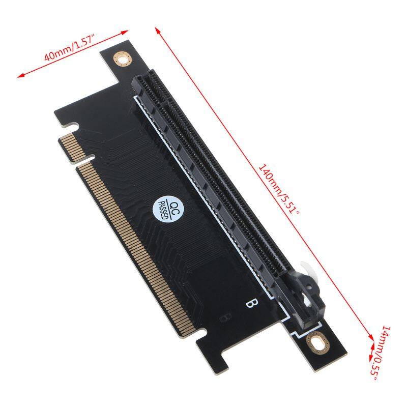 Card đồ họa riser pcie pci express 16x thẻ lái pci-e, bộ chuyển đổi góc phải 90 độ máy chủ 1u 2u 4/6cm