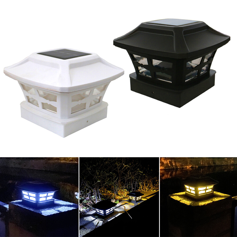 EG [Miễn Phí Vận Chuyển] Vuông Đèn Trụ Đèn Hàng Rào IP65 Chống Nước Đèn Năng Lượng Mặt Trời Ngoài Trời Cho Hàng Rào Cổng Trang Trí Vườn Tường Sân Trong Nhà Tranh (Đèn: Trắng Và Vàng Ấm)
