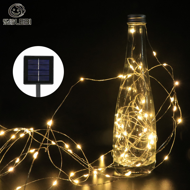Lebi đèn led năng lượng mặt trời đèn dây đồng đèn trang trí sân vườn chống nước dây đèn trang trí giáng sinh