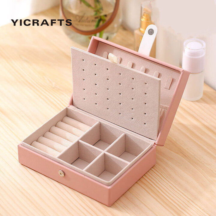 Yicrafts hộp đựng trang sức đa năng giả da，hộp đựng trang sức bông tai，hộp đựng trang sức dây chuyền，hộp đựng nhẫn giả da đơn giãn