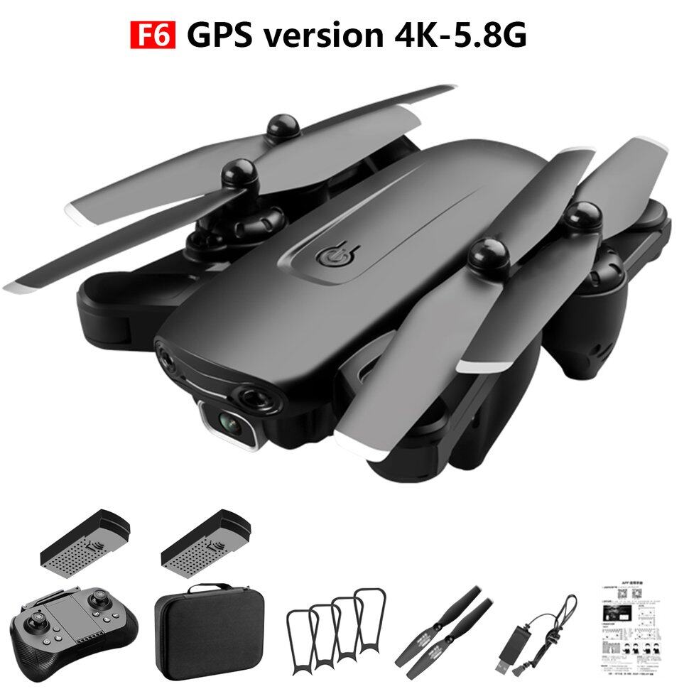 F6 GPS เครื่องบินควบคุมระยะไกล4K กล้องคู่ FPV เครื่องบินควบคุมระยะไกล WiFi พับ RC เครื่องบินสี่แกนของขวัญ