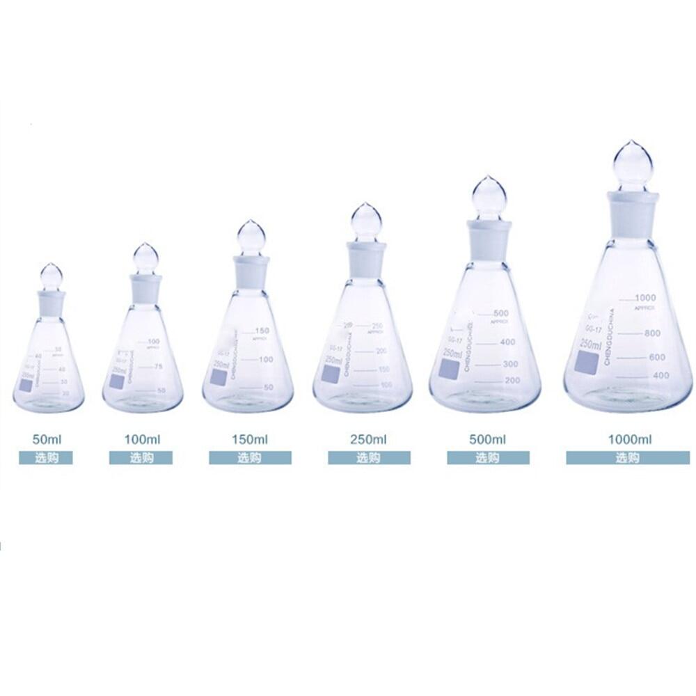 Thick Walled Flask With Stopper Erlenmeyer Flask For Chemistry Laboratory