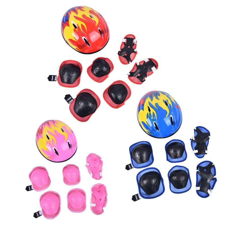 Đồ Bảo Hộ Đạp Xe Trẻ Em 7 Cái/bộ Mũ Bảo Hiểm Xe Đạp Bảo Vệ Cổ Tay Đầu Gối Trượt Băng Con Lăn Thể Thao Đệm Khuỷu Tay Trẻ Em Quà Tặng Có Thể Điều Chỉnh