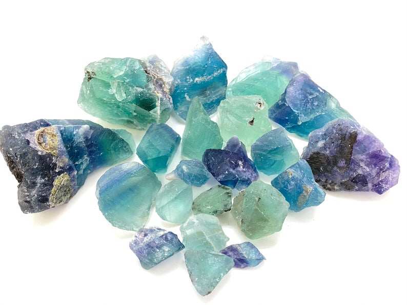 100g Raw Fluorite Crystal Rough Green Fluorite Rainbow Crystal - Rainbow Fluorite Stone - Healing Crystals
