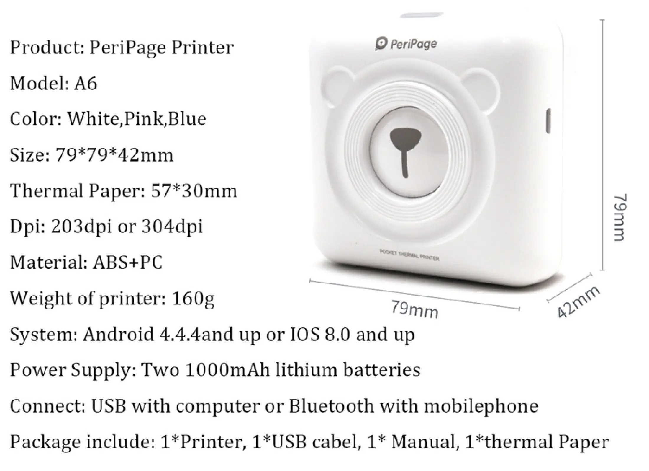 mini a6 printer peripage