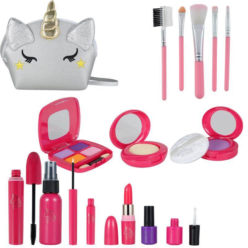 14Pcs Trẻ Em Bộ trang điểm Thực đồ chơi mỹ phẩm Thiết Lập Với túi lưu trữ Có Thể Giặt Giả Vờ Thiết Lập Tạo nên Đồ Chơi đồ trang điểm đồ chơi Cho Món Quà Sinh Nhật không độc hại đồ trang điểm đồ chơi Bộ trang điểm