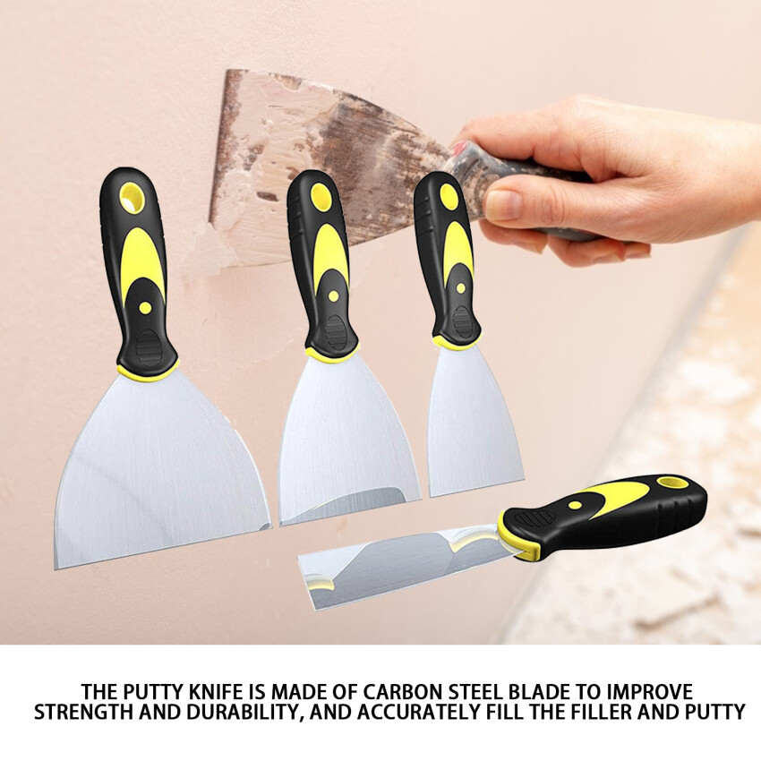 【In Stock】4 Cái Dụng Cụ Cạo Và Trét Sơn Tường K-nife , Wallpaper Scraper Bộ, Có Tay Cầm Chống Trượt, Dụng Cụ Trát Vữa, Dụng Cụ Cạo, Dụng Cụ Cầm Tay Tự Làm (2, 3, 4, 5 Inch)