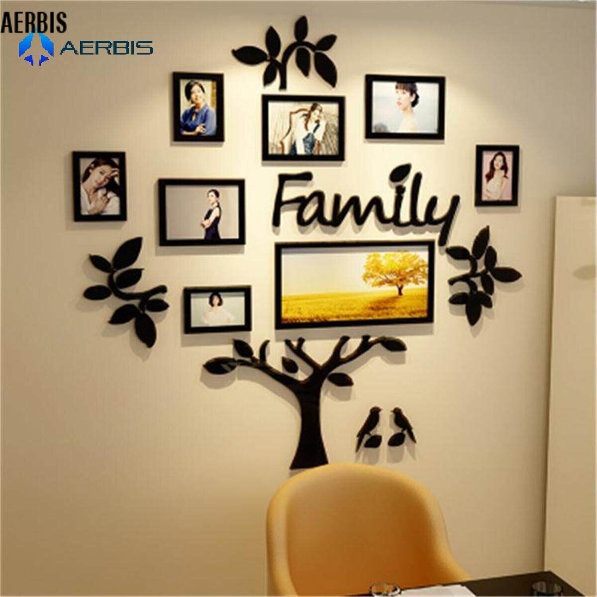 Leb355 cây gia đình 3d khung ảnh ghép ảnh acrylic bộ khung nghệ thuật treo tường trang trí nội thất quà tặng khung ảnh cây gia đình bộ ảnh ghép treo tường trang trí #70*70cm