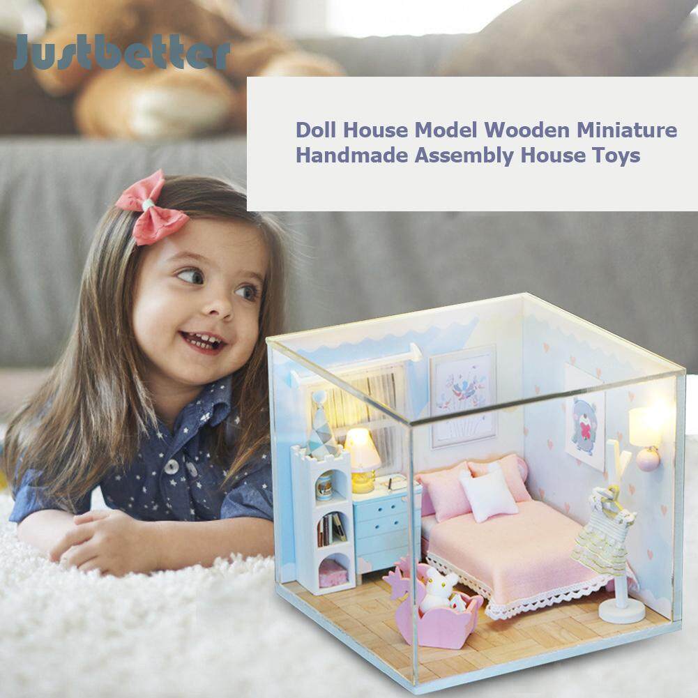 [New specials]Handmade Hut พร้อมฝาครอบกันฝุ่นรุ่นบ้านตุ๊กตาไม้เฟอร์นิเจอร์ของเล่นเด็กทำมือเจ้าหญิง Dollhouses