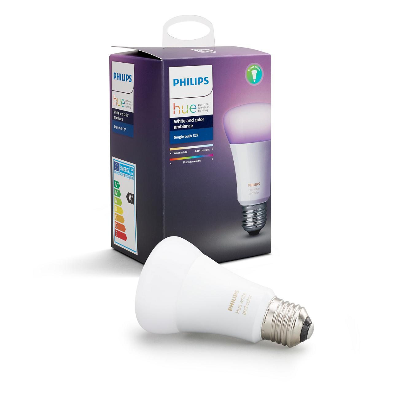 Philips Hue Philips 9W E27 Hue White and Color Ambiance LED Smart Bulb, Bluetooth & Zigbee Compatible (Hue Bridge Optional), Works with Alexa & Google Assistant ราคา 3,068 บาท*ส่งฟรี