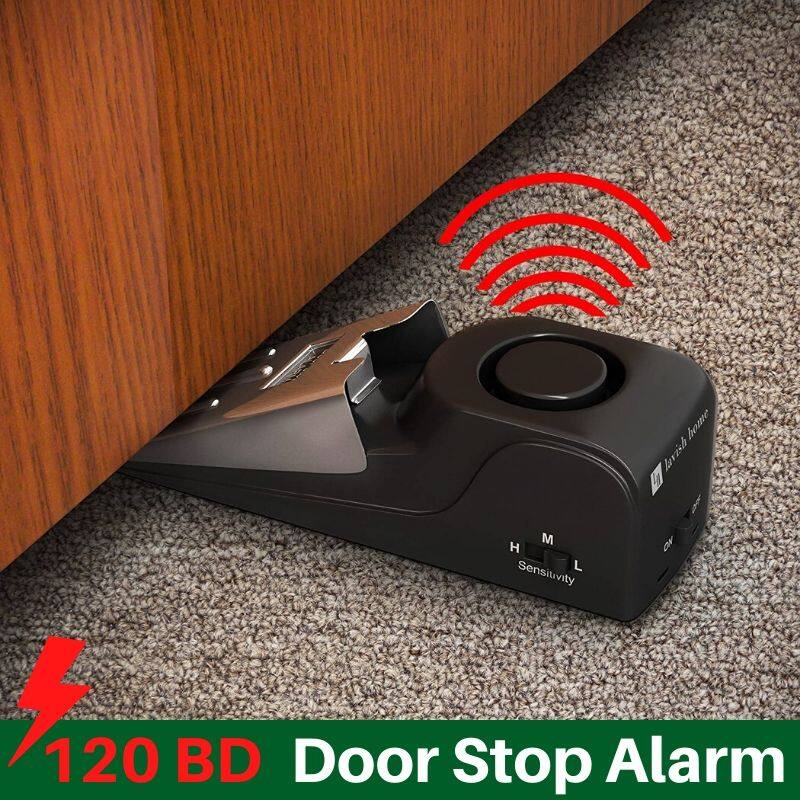 Báo động dừng cửa 120 db, còi báo động chặn cửa, chốt chặn cửa hình nêm nâng cấp nút chặn cửa an ninh cho du lịch dụng cụ an toàn chặn cửa