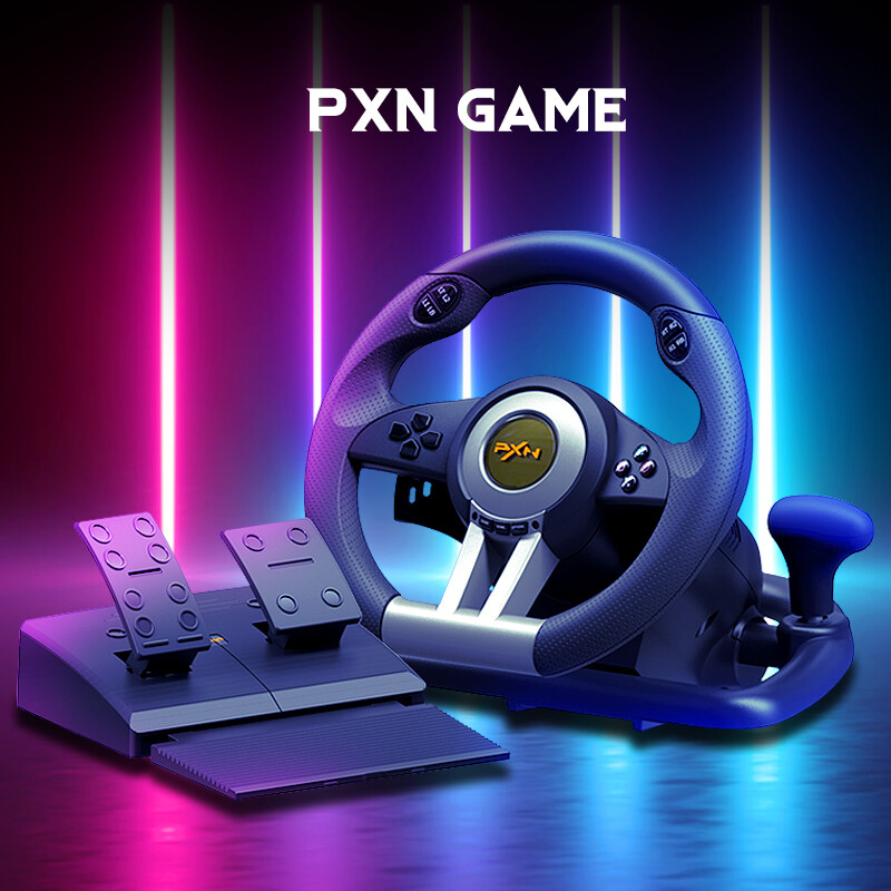 [PXN V3 Racing Game Steering Wheel With Pedals For PC, PS4 ,PS3 , Nintendo Switch, XBOX ONE, Xbox Series , 180 Degree Car Racing Driving Simulator Steering Wheel Set USB Wired Dual Motors Vibration Game Controller,Steering wheel and pedal racing game comp ราคา 2,232 บาท*ส่งฟรี