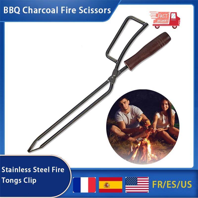 Thép không gỉ cháy kẹp kẹp kẹp dụng cụ nướng Kệ củi than lửa ngoài trời dụng cụ nướng