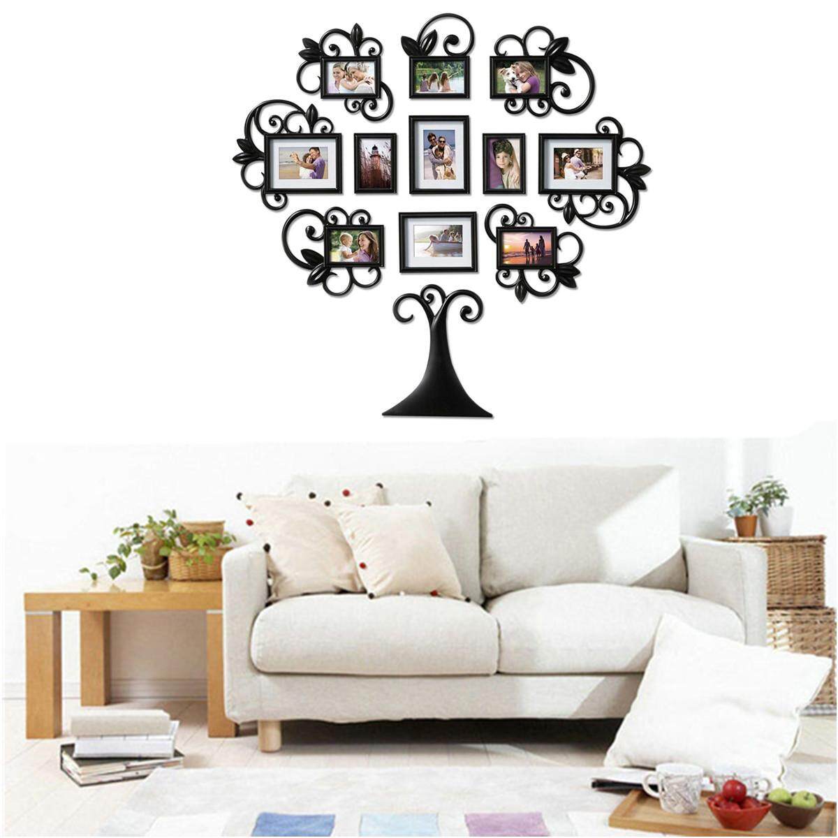 Generic 12 Piece Family Tree Photo Picture Frame Collage Set Black Wall