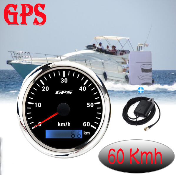 Đồng hồ đo tốc độ g-p-s 85mm đồng hồ đo tốc độ có ăng ten g-p-s cho xe máy ô tô tàu biển đèn nền 7 màu 30 ~ 200km/h thuyền xe tải
