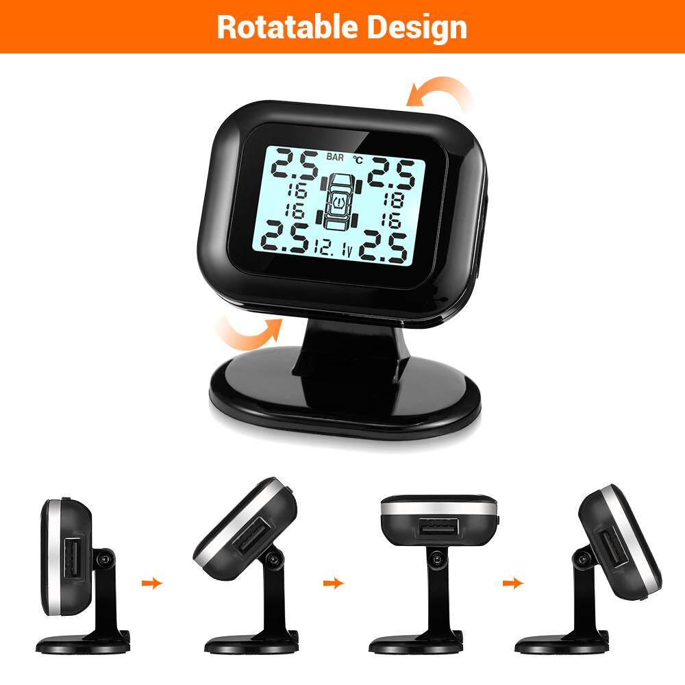 ZEEPIN C120 การตรวจสอบแรงดันยางรถยนต์ Universal Real - time Tester ปรับมุม 4 เซ็นเซอร์ภายนอก