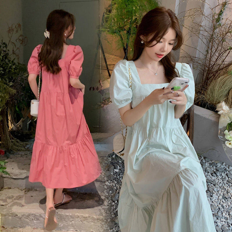 Đầm bầu đầm bầu hàn quốc cỡ lớn đầm bầu thời trang cho mẹ bầu kiểu pháp ngọt ngào dáng dài dáng rộng mùa hè mới đầm bầu đầm bầu