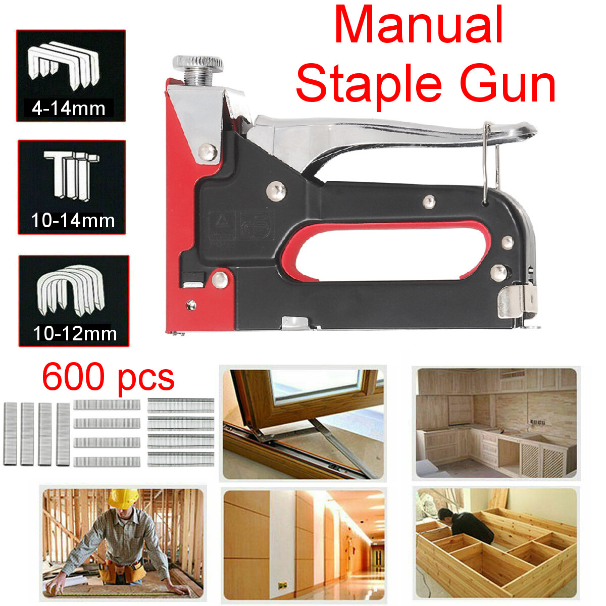Generic 3 In 1 Heavy Duty Stapler 600 Nails Upholstery Stapler Tacker