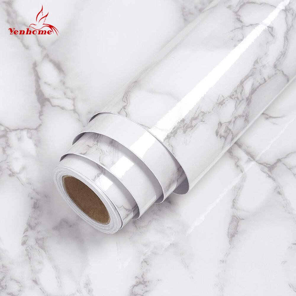 Giấy Dán Tường Yenhome 40cmX100cm, Tấm Dán Tường Chống Nước Tự Dính Làm Từ Nhựa Vinyl PVC Vân Đá Hoa Cho Nhà Tắm Nhà Bếp Tủ Chén Mặt Bàn