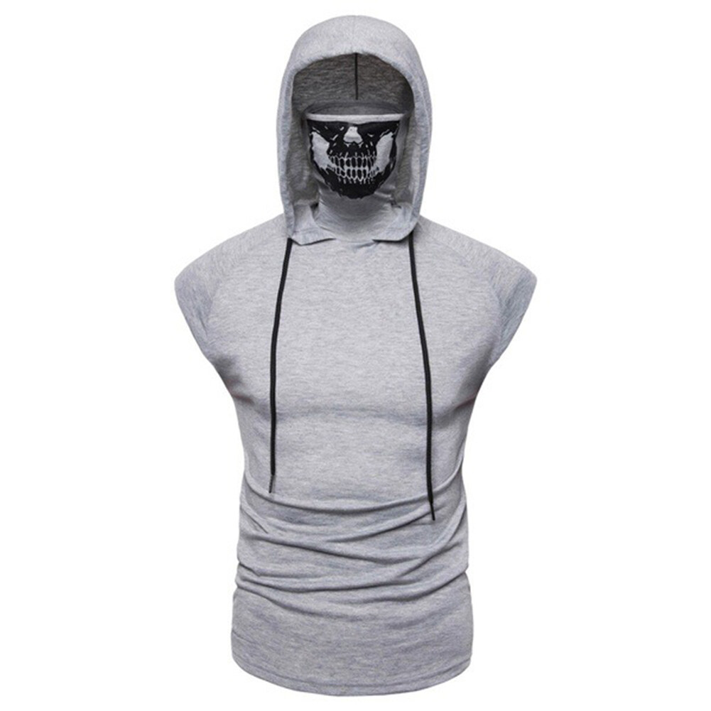 ฟรีดอน®ฤดูร้อนเย็นผู้ชายกะโหลกพิมพ์ไหมพรม hoodies สีทึบคลุมด้วยผ้าเสื้อกั๊กเสื้อกล้าม 【in stock】