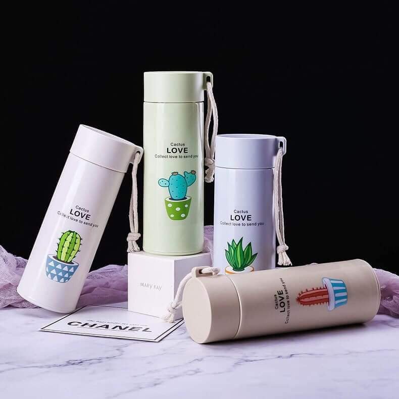 Bình đựng nước / Chai đựng nước giữ nhiệt hình xương rồng 400ml