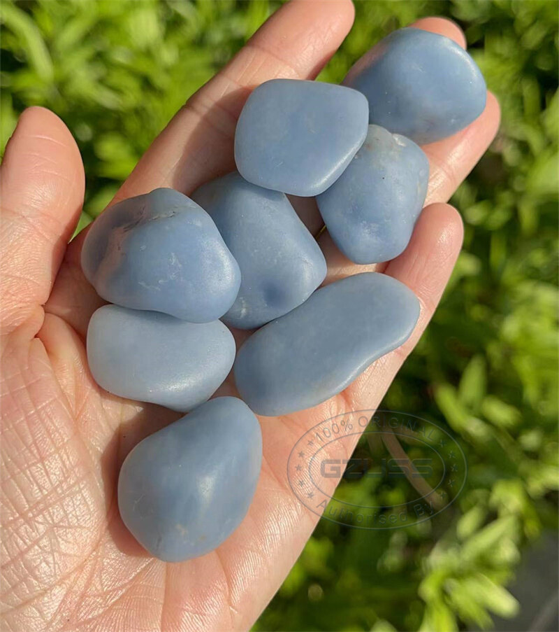 Giảm angelite (anhydrite) từ Peru-đá vụn-Đá angelite-Tinh thể angelite-Tinh thể anhydrite-Đá anhydrite