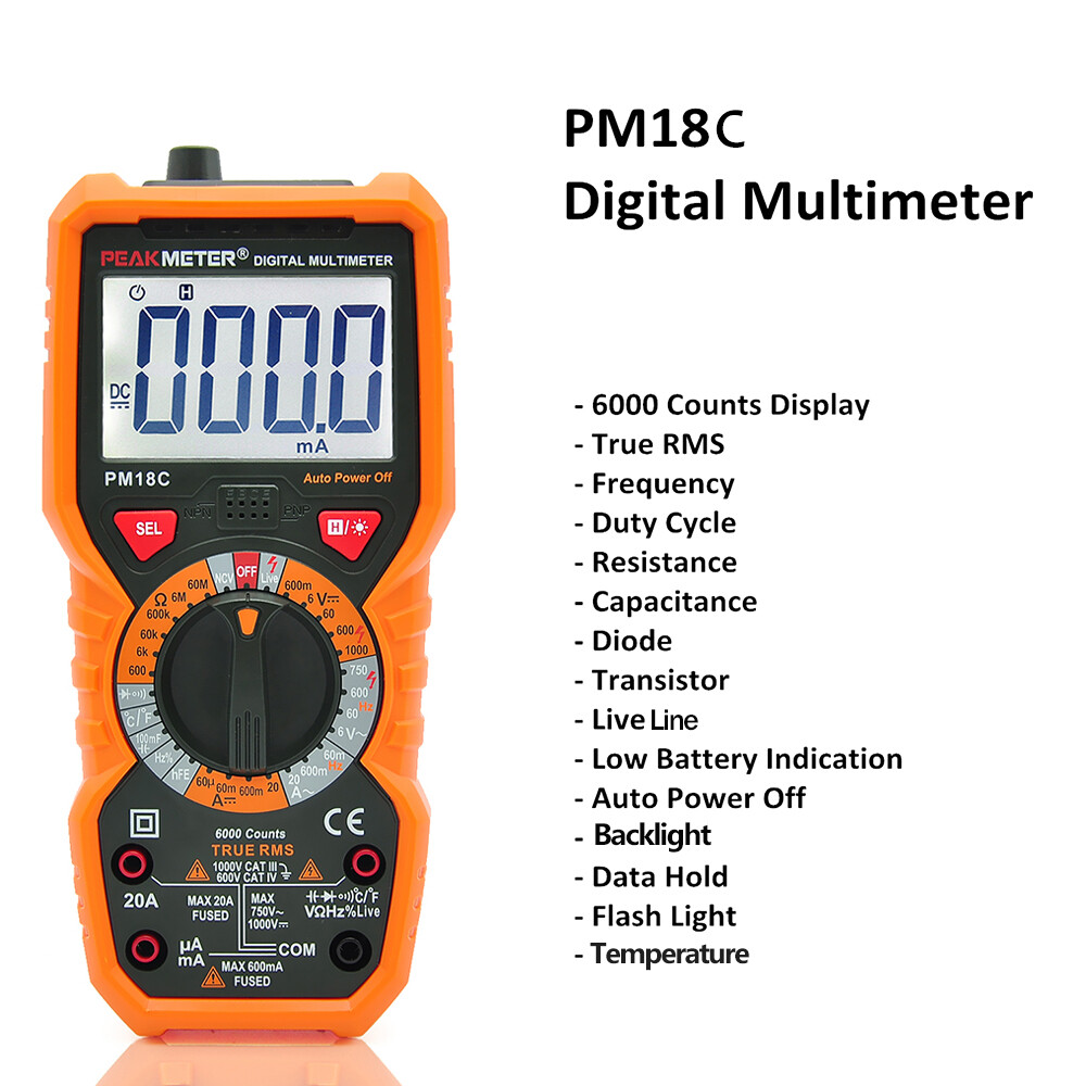 Lepmerk peakmeter đồng hồ vạn năng kỹ thuật số đa năng pm18c true rms, máy đo đường dây trực tiếp hfe ncv điện trở dòng điện điện áp xoay chiều/một chiều