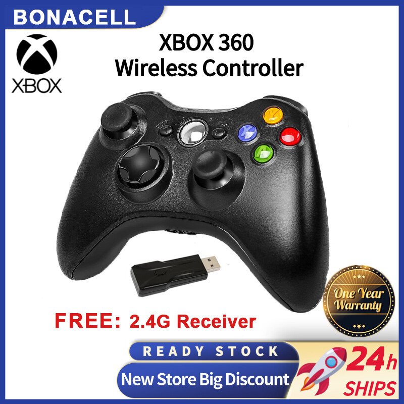 Tay Cầm Chơi Game Bluetooth Không Dây Cho Xbox 360,2.4G Tay Cầm Chơi Game Cho Xbox 360/ Xbox 360 Slim/PC (Màu Đen)