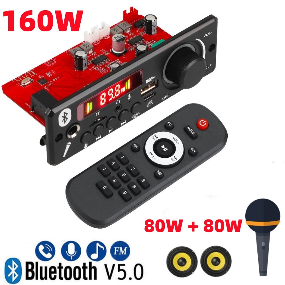 80W Bluetooth 5.0 Car Amplifier & MP3 Decoder Board