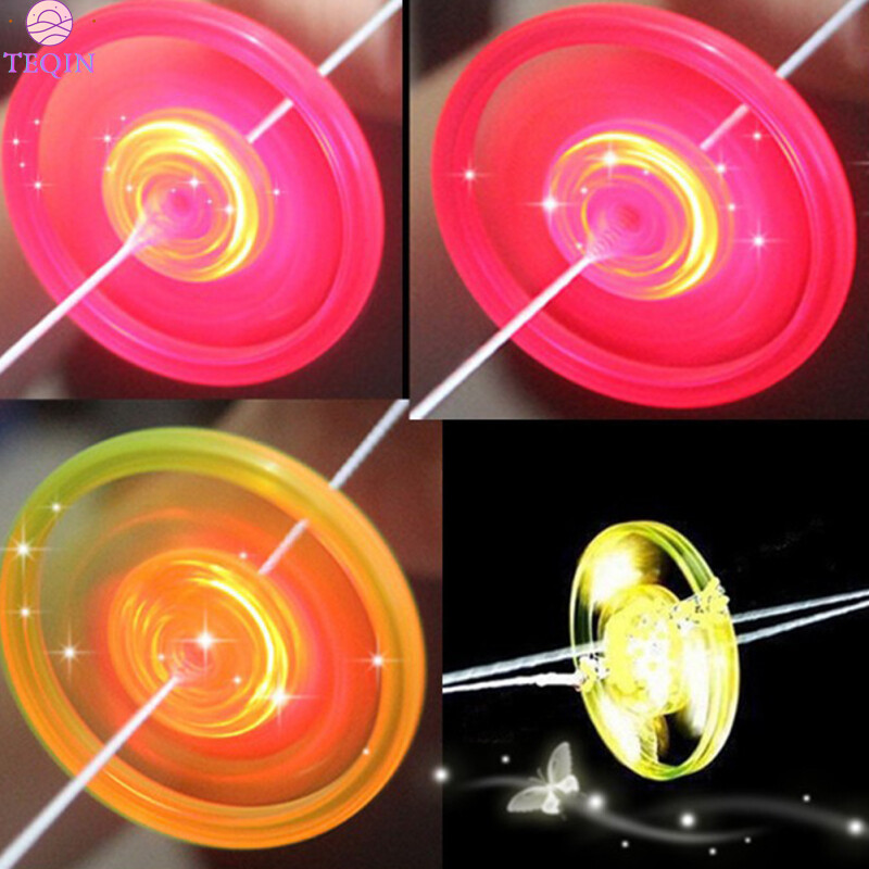 TEQIN Hot Sale Kids Pull Hand Luminous Flashing Flywheel Toy LED Light Up Flash Gyro Toys Novelty Children's Birthday Gift