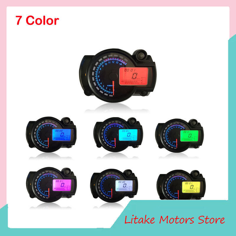 Xe máy đo tốc độ 7 màu đèn nền lcd đồng hồ đo tốc độ ktm sửa đổi điện tử kỹ thuật số đo dặm