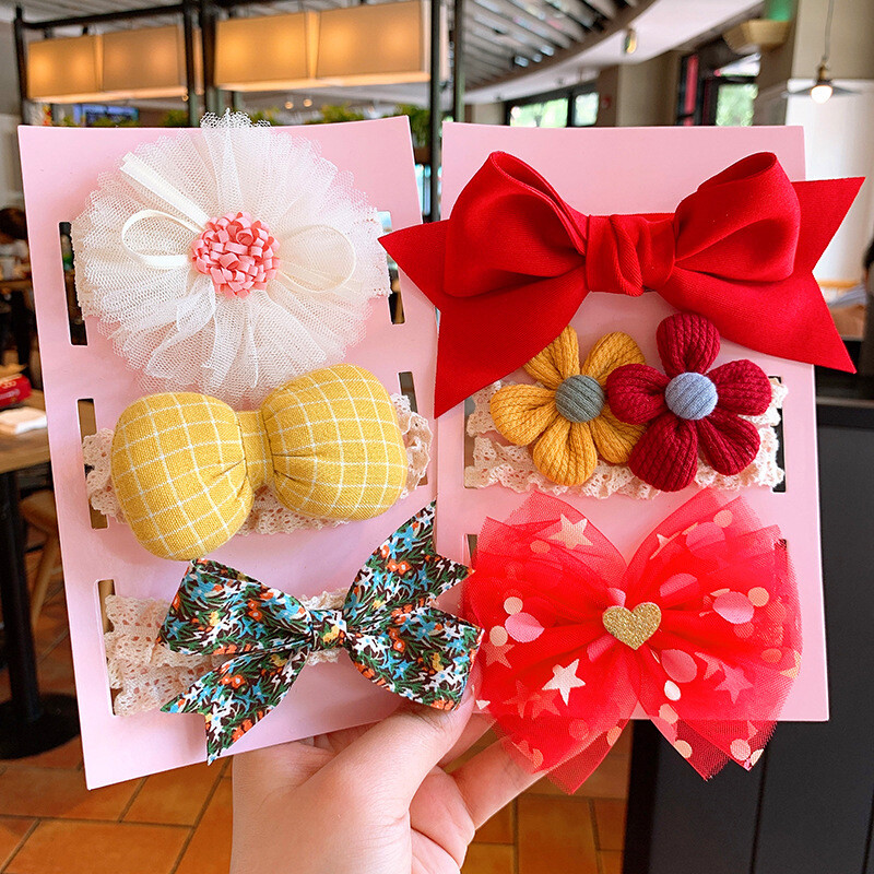 3 Cái/bộ Băng Đô Ren Cho Bé Gái Nơ Vương Miện Khăn Xếp Trẻ Em, Đàn Hồi Sơ Sinh Headbands Băng Đô Cho Bé Gái Phụ Kiện Tóc