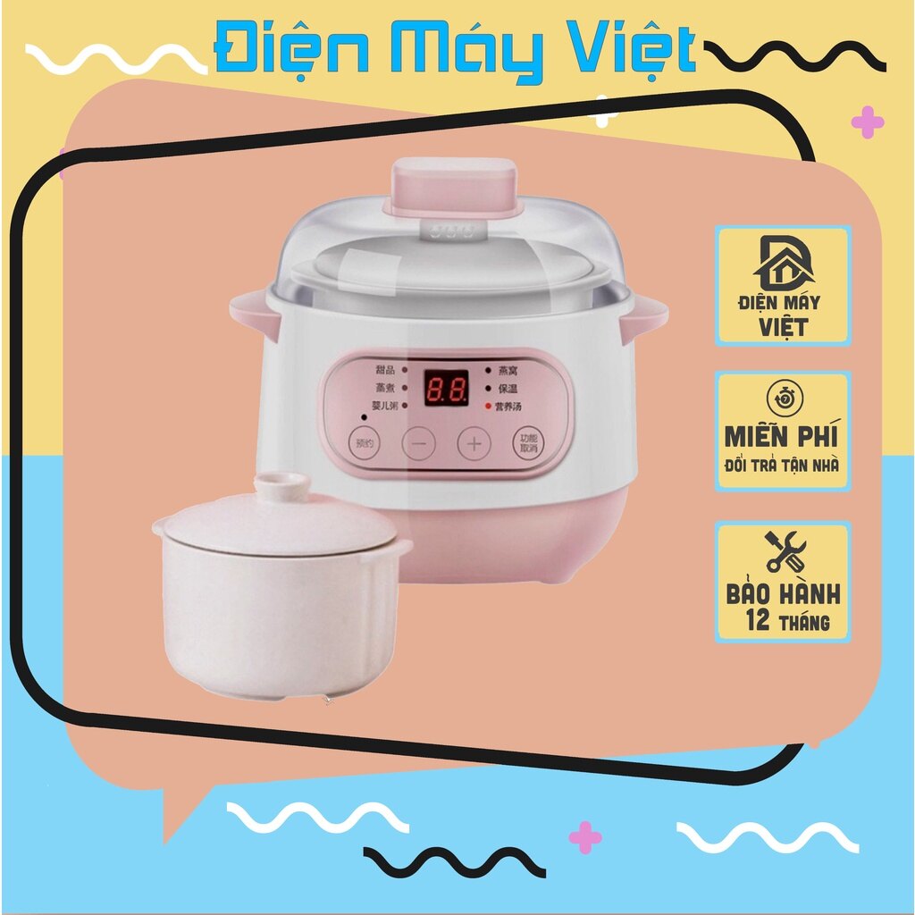 [Bảo Hành 12 Tháng] Nồi hầm chậm đa năng 4 trong 1, Nồi Nấu Cháo Chậm Kho Thịt Cá Đa Năng Cách Thủy Siêu Tiện Lợi
