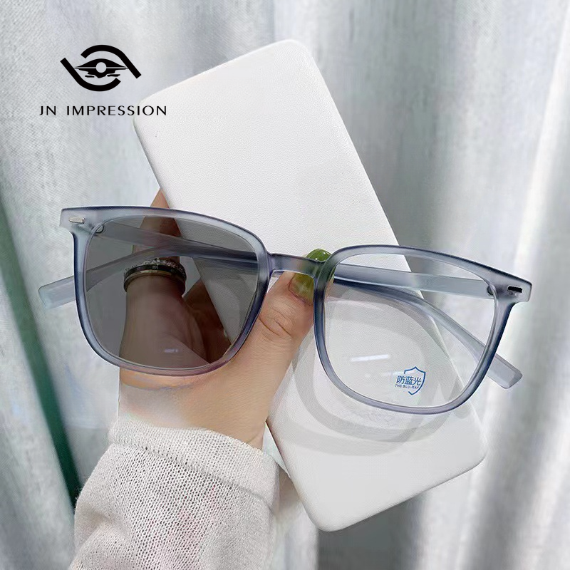JN IMPRESSION New TR90 Cold Brown Large Frame Myopia Color-changing Glasses Without Makeup Korean Trendy Style Minus Glasses ราคา 178 บาท*ส่งฟรี