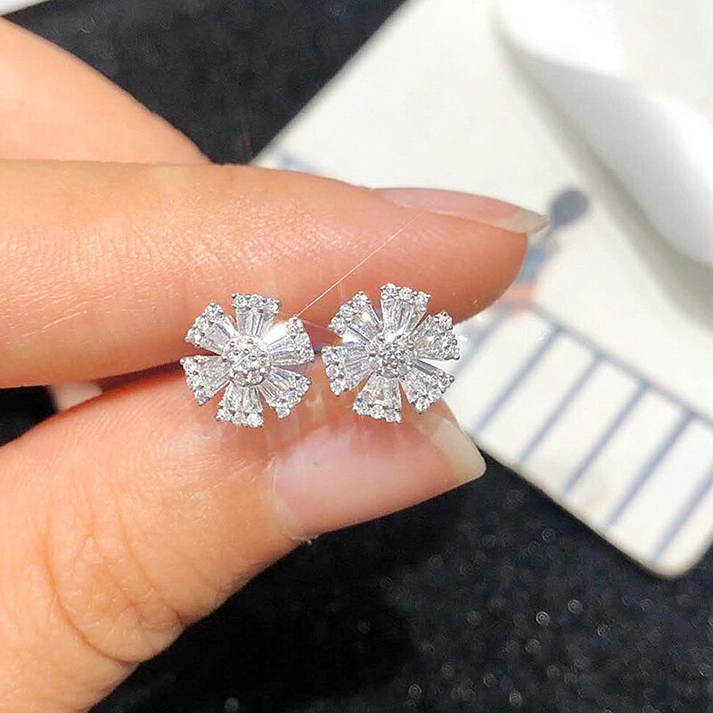 Những Chiếc Khuyên Tai Phiên Bản Hàn Quốc Micro Dát Bằng Đồng Zircon Hoa Tai Bông Tuyết