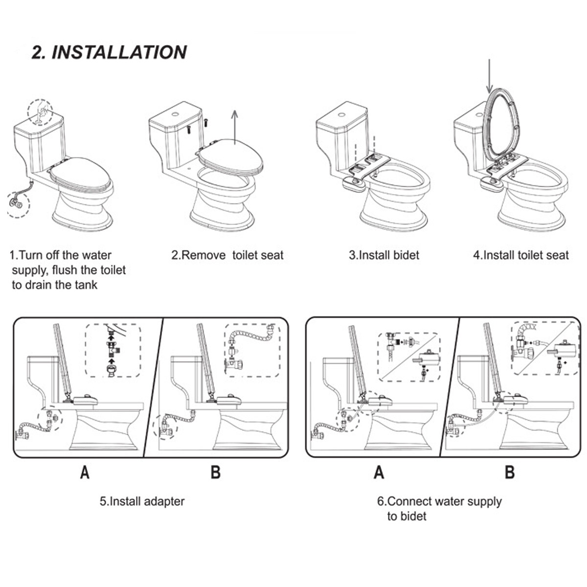 Generic Single Nozzle Bidet Mechanical Self Cleaning With Tube Easy Install Washing Water Spray