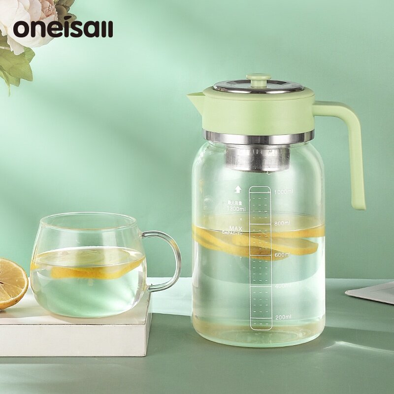 ONEISALL Glass Water Jug Kettle Teapot High Temperature Resistant Large