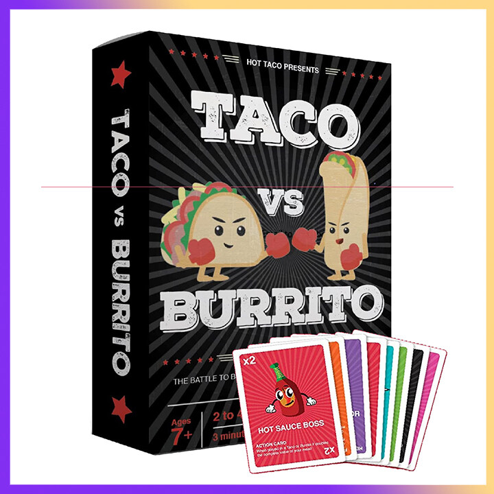 Taco Vs Burrito-Trò Chơi Bài Chiến Lược Đáng Ngạc Nhiên Phổ Biến | Trò Chơi Bàn Tiệc Thân Thiện Với Gia Đình Hoàn Hảo Cho Trẻ Em, Thanh Thiếu Niên & Người Lớn | 2-4 Người Chơi | Quà Giáng Sinh Cho Bé Trai Bé Gái | Phiên Bản Tiếng Anh