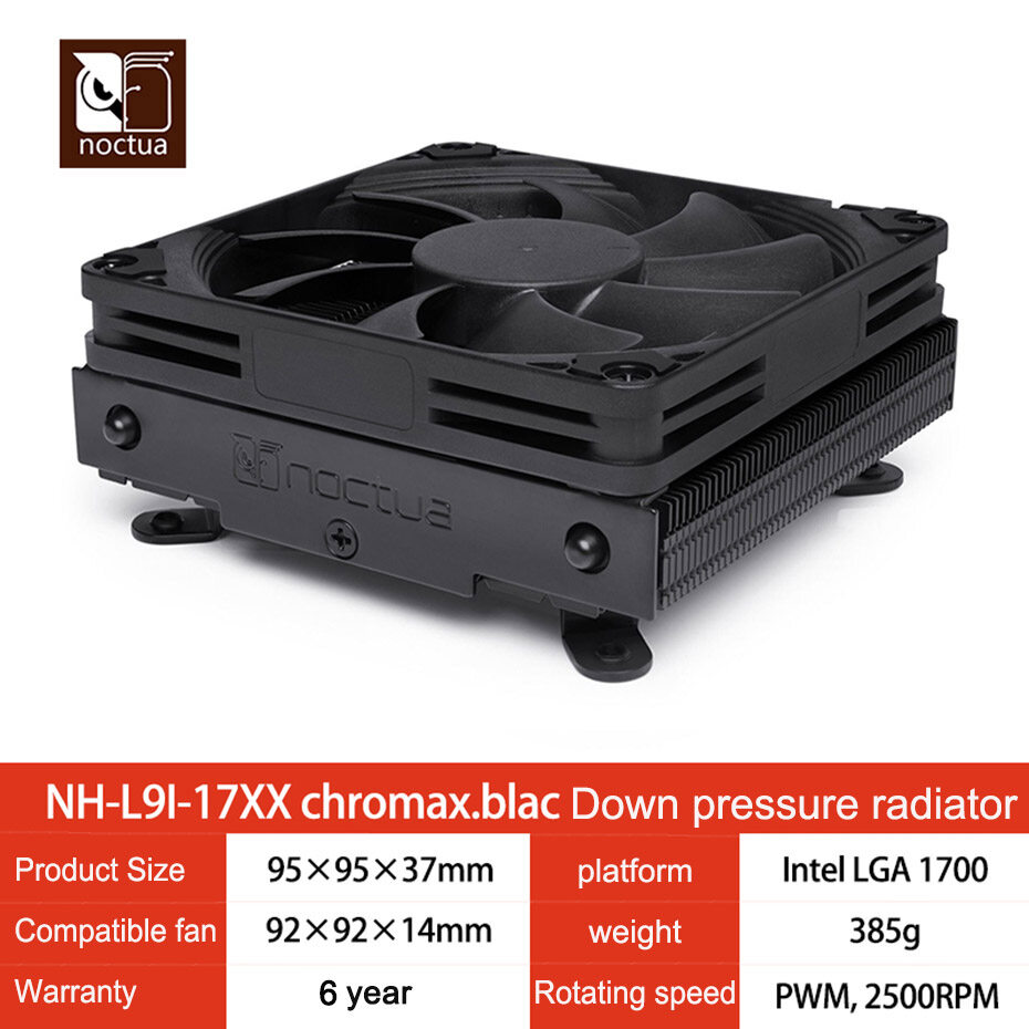 Noctua NH-L9i-17xx Chromax. Bộ Làm Mát CPU Mỏng Màu Đen ITX Bộ Tản Nhiệt Làm Mát Bằng Không Khí Áp S